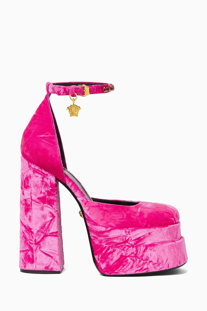 

Medusa Aevitas 155 Platform Pumps in Velvet, Pink