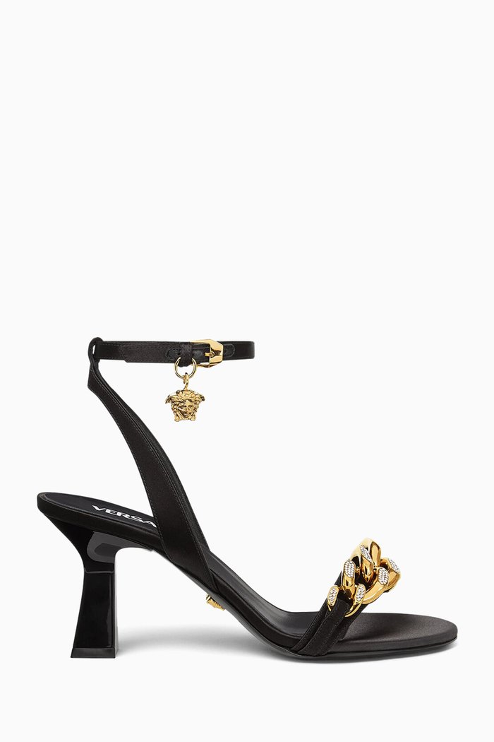 

Chain Embellished 70 Heel Sandals in Satin, Multicolour