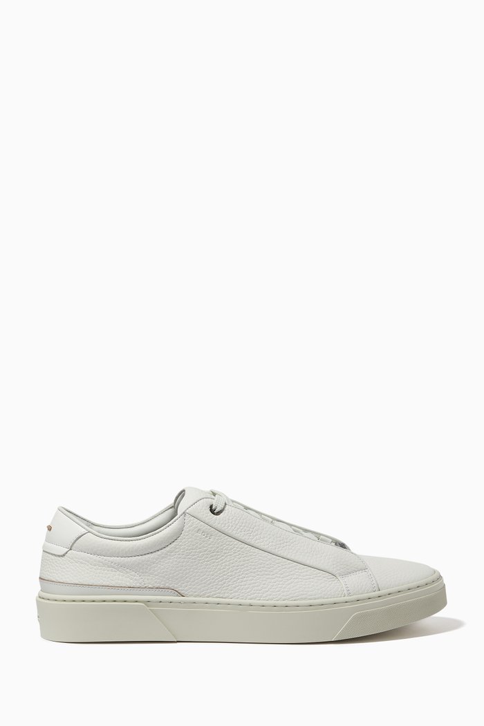 

Logo Lace Loop Trainers in Leather, Neutral