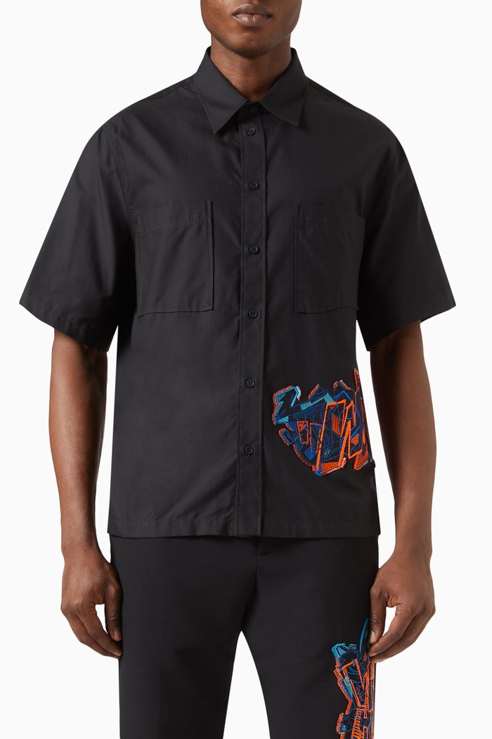 

Graf Coupe' Summer Shirt in Cotton Blend, Black