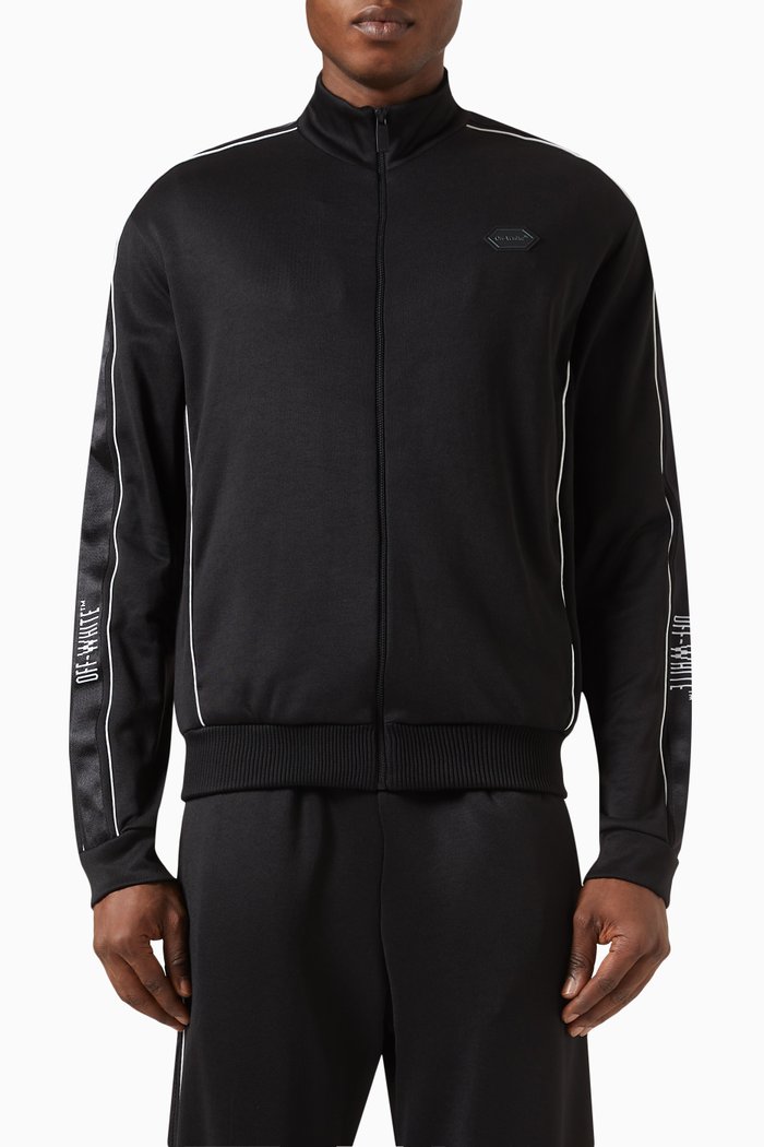 

Logo Tape Track Jacket in Poly-cotton Blend, Black