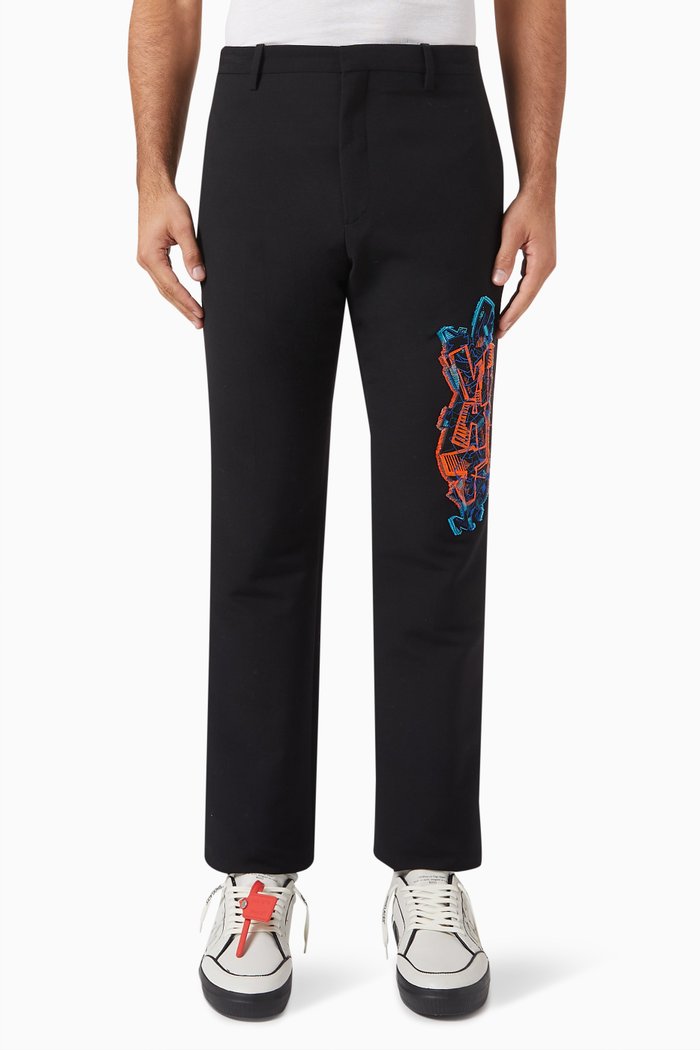 

Graffiti Coupe Slim Trousers in Wool-blend, Black