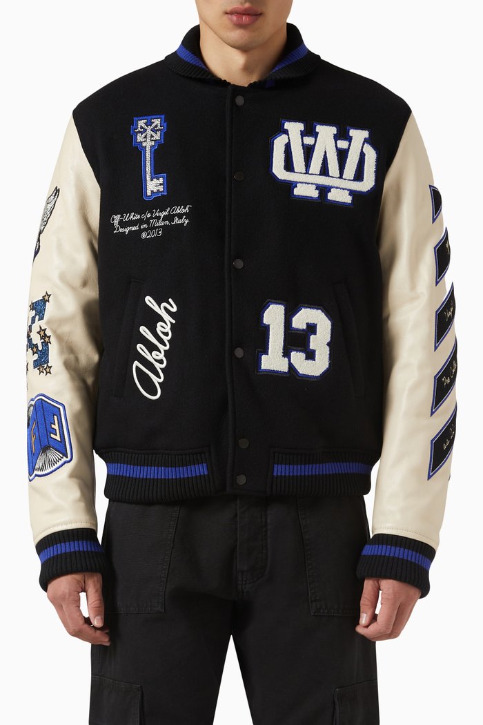 

Varsity Jacket in Wool Blend, Black