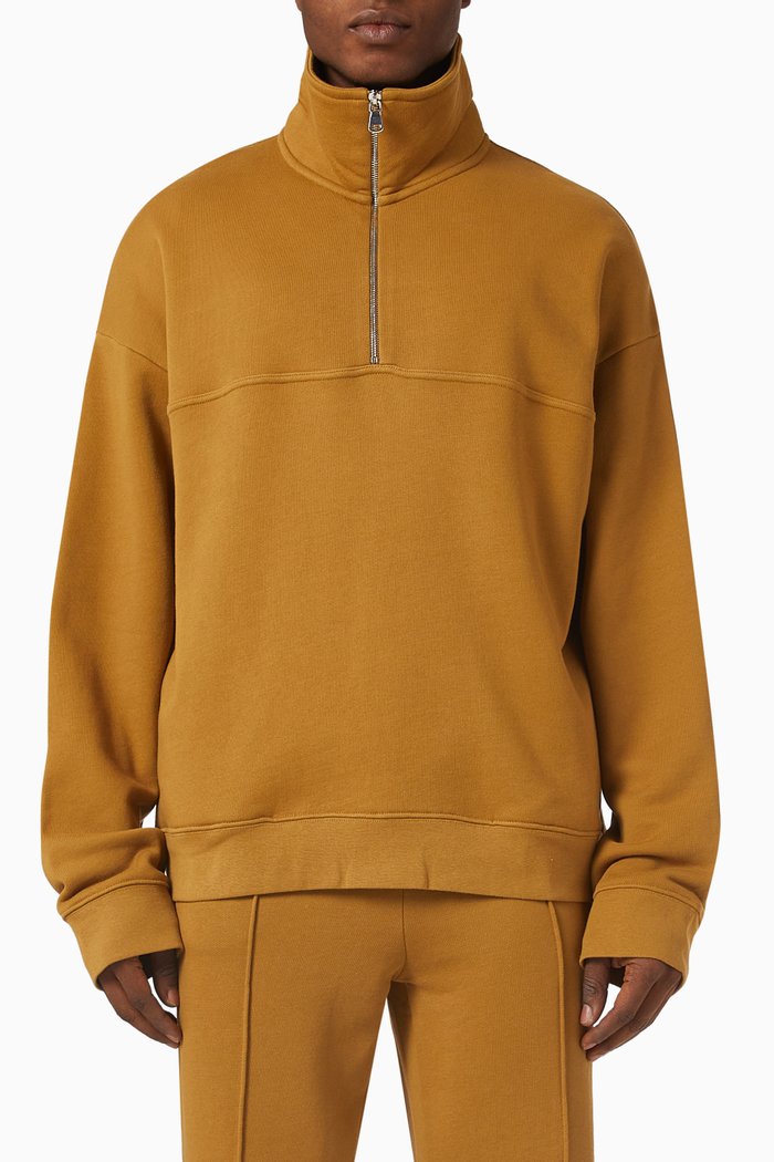 

Zip Sweatshirt in Organic Cotton, Brown