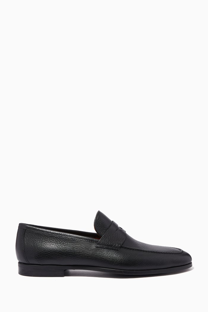 

Aston Penny Loafers in Deerskin, Black