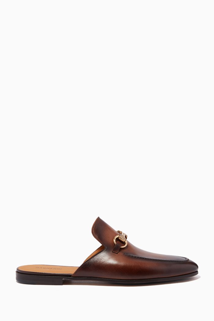 

Horse-bit Mule Loafers in Leather, Brown
