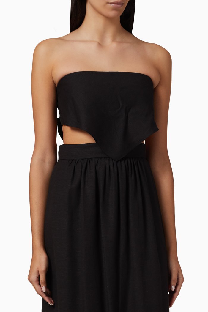 

Roam Bandana Top in Linen & Viscose, Black