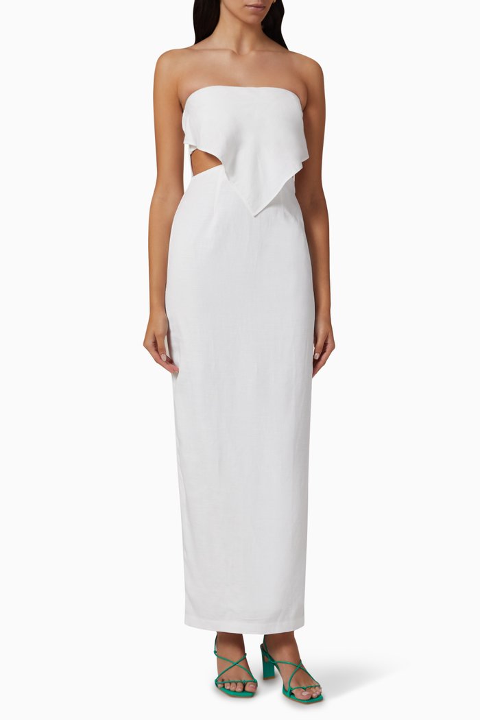 

Roam Bandana Maxi Dress in Linen & Viscose, White