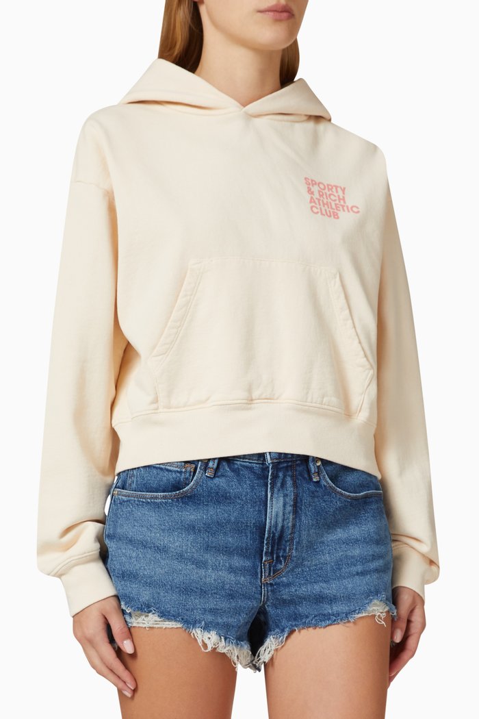 

Exercise Often Cropped Hoodie in Cotton, Neutral