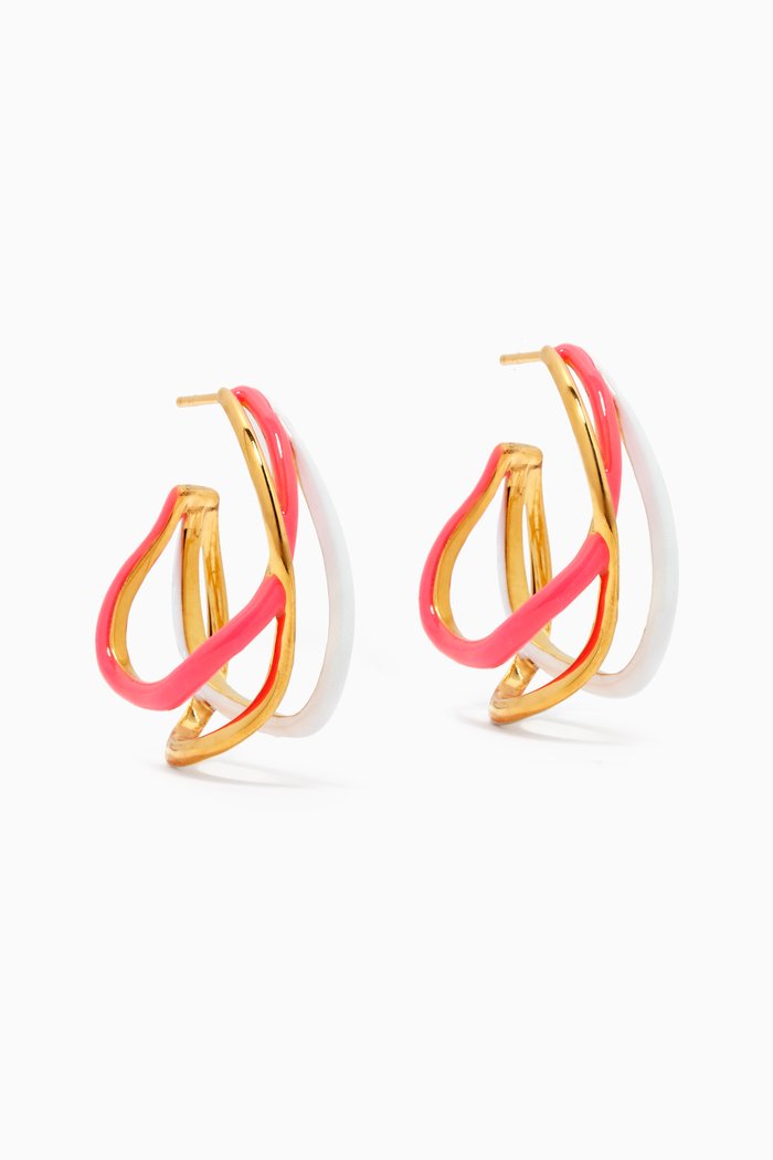 

Wavy Earrings in Gold-plated Brass, Multicolour
