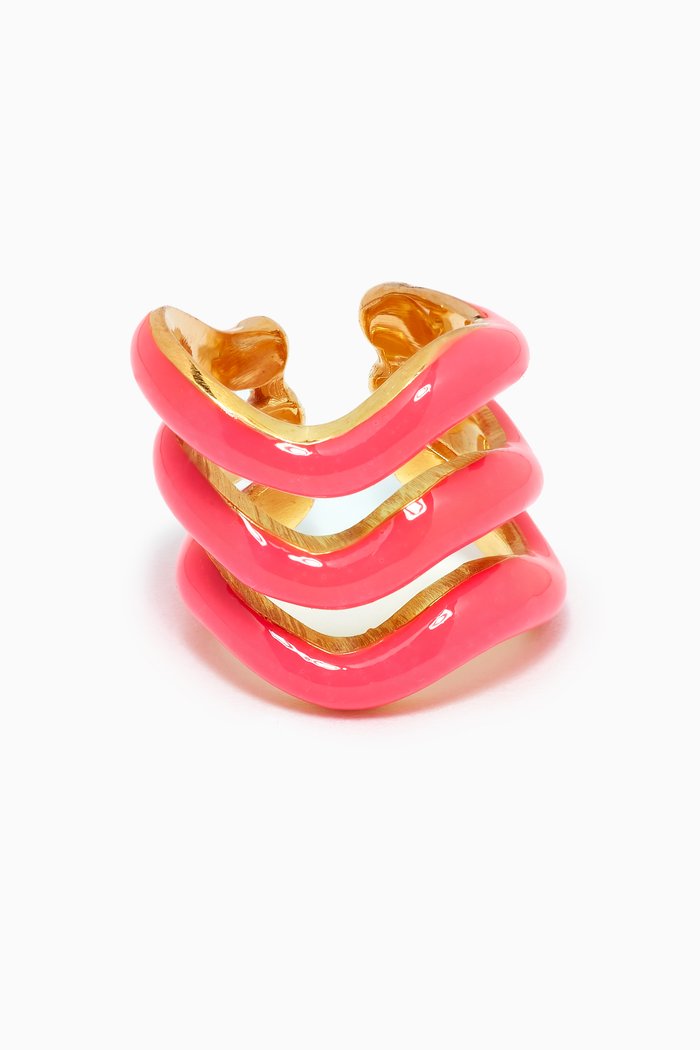 

Wave Earcuff in Gold-plated Brass, Pink