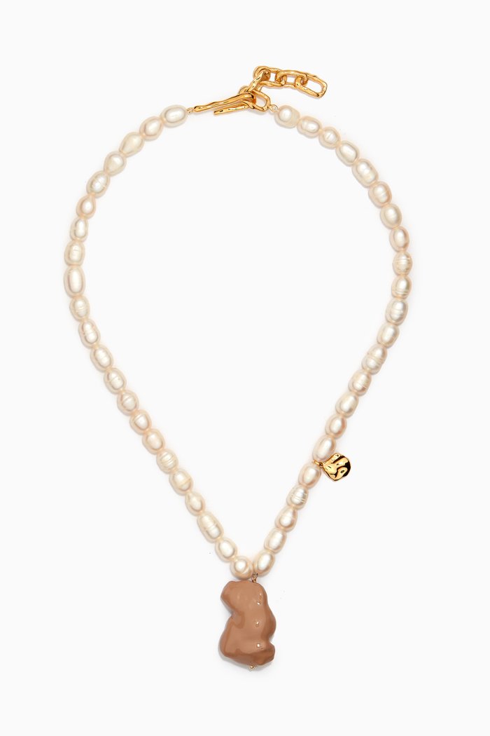 

Baroque Pearl Necklace in Gold-plated Brass, Neutral