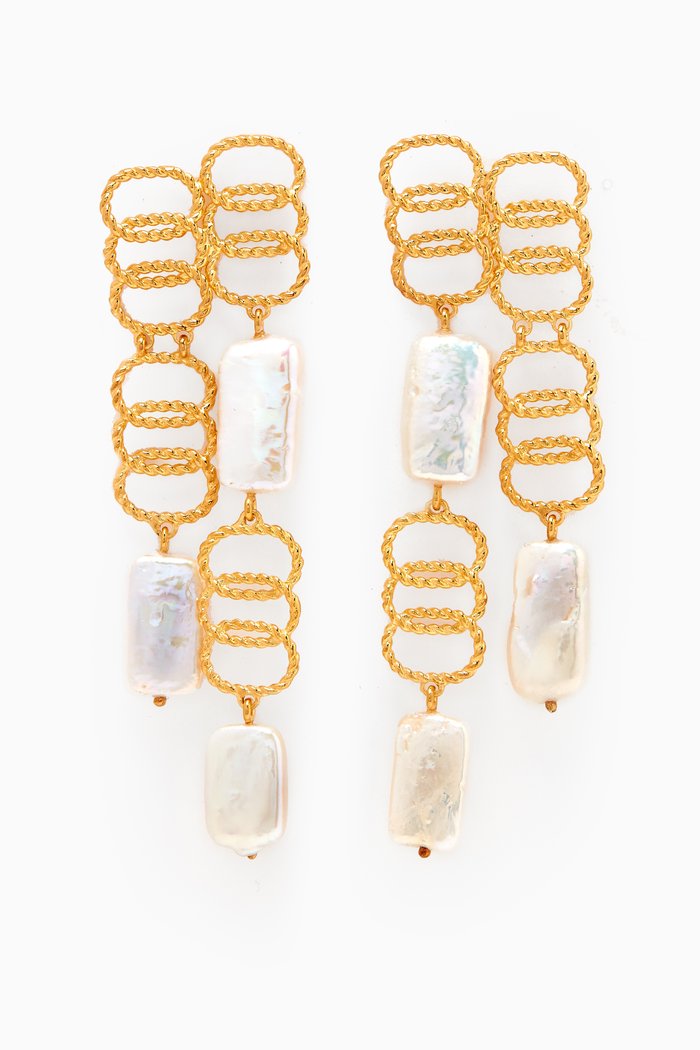 

Link & Pearl Earrings in Gold-plated Brass