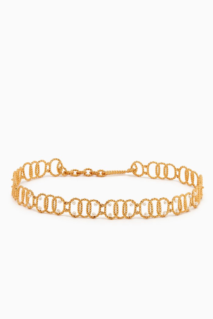 

Twisted Wire Choker in Gold-plated Brass & Pearls