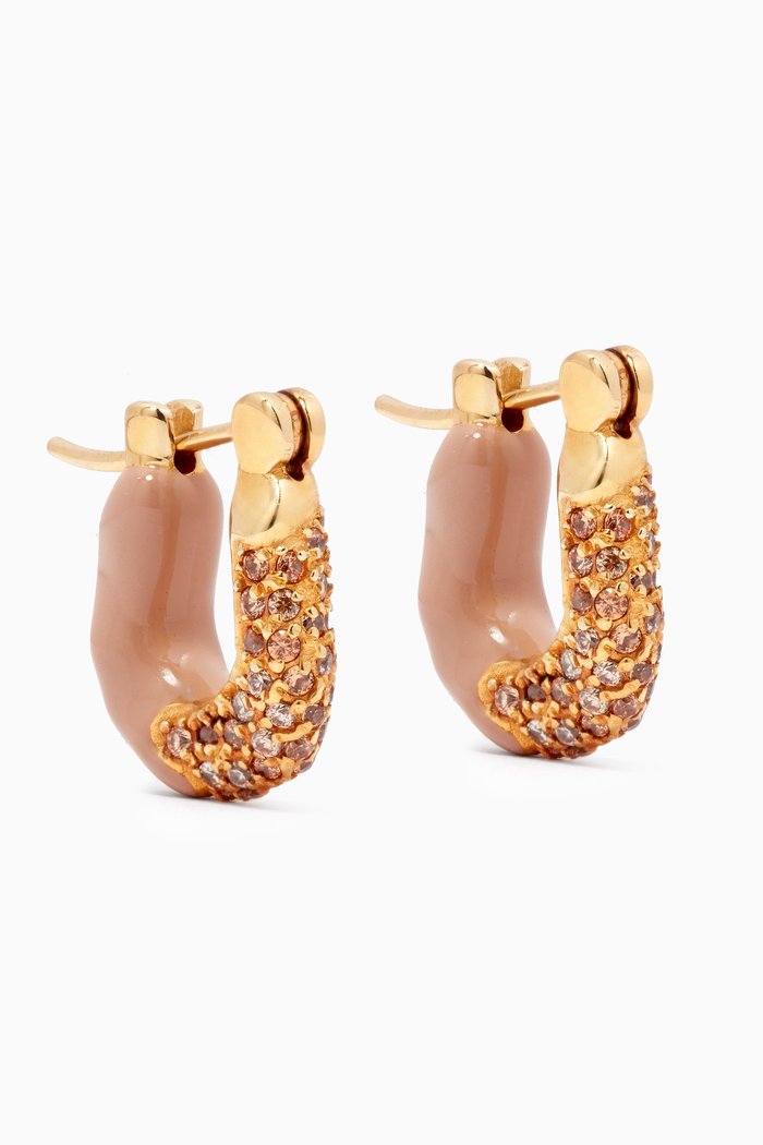 

Wave Hoop CZ Earrings in Gold-plated Brass, Neutral