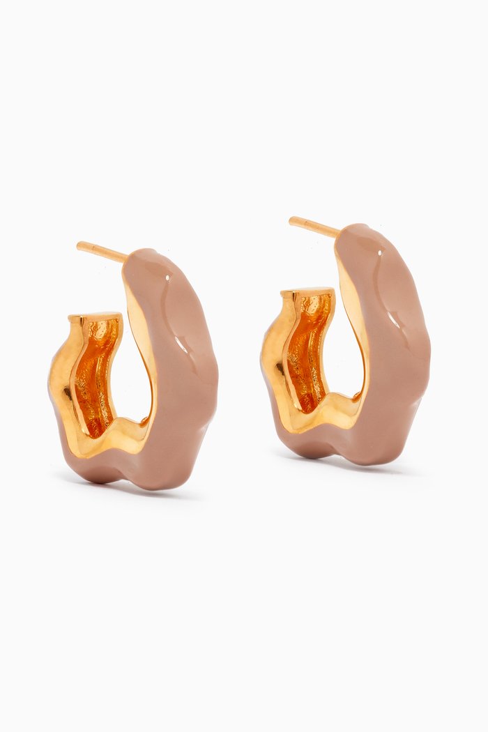 

Wave Hoop Earrings in Gold-plated Brass, Neutral