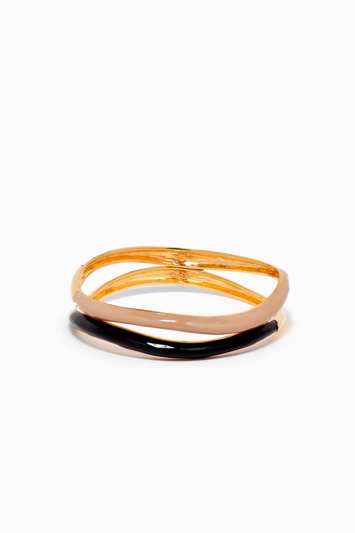 

Wave Bangles in Gold-plated Brass, Set of 2, Multicolour