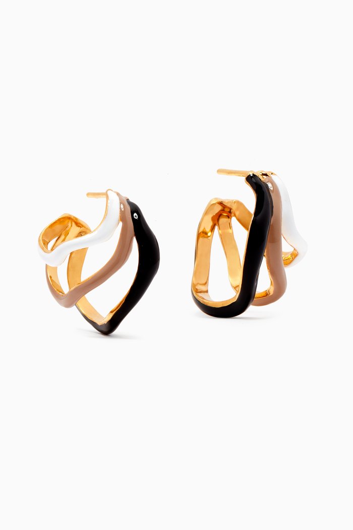 

Wave Earrings in Gold-plated Brass, Multicolour
