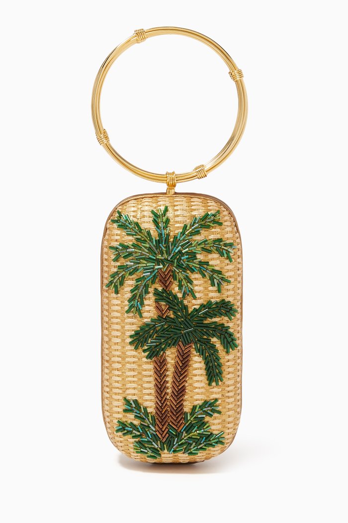 

Oasis Palm Menottes Bag in Straw, Green