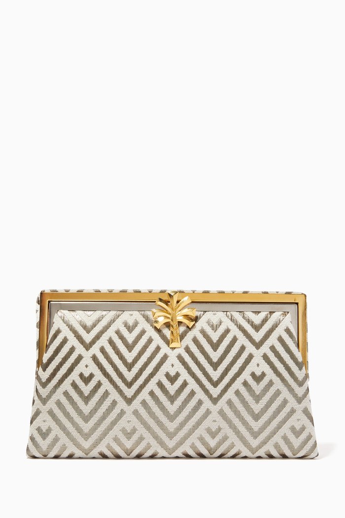 

Oasis Trillion Grace Clutch in Silk & Viscose, Gold