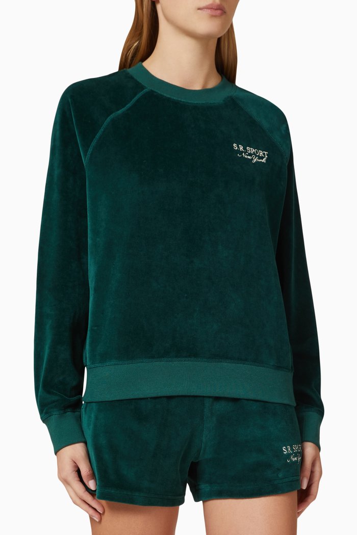 

Frida Crewneck Sweatshirt in Velour, Green