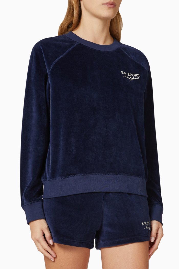 

Frida Crewneck Sweatshirt in Velour, Blue