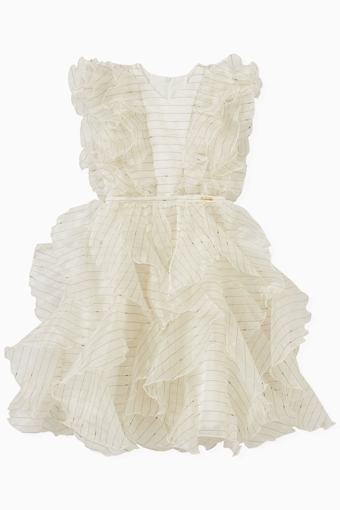 

Striped Ruffle Dress, Neutral