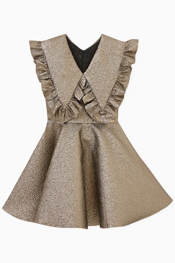

Ruffled Glitter Dress, Gold