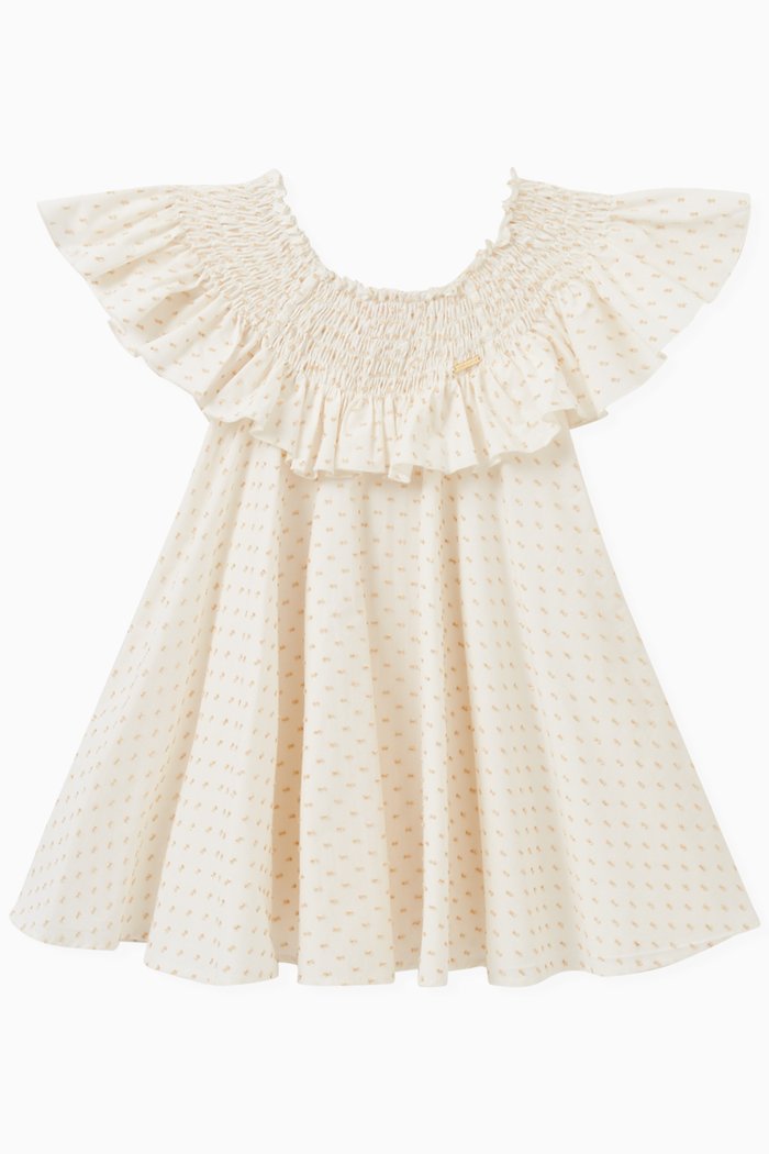

Bow Smocked Dress, Neutral