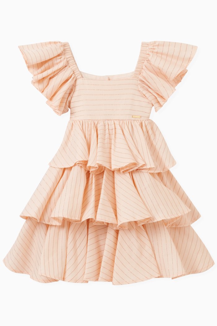 

Striped Ruffle Dress, Pink