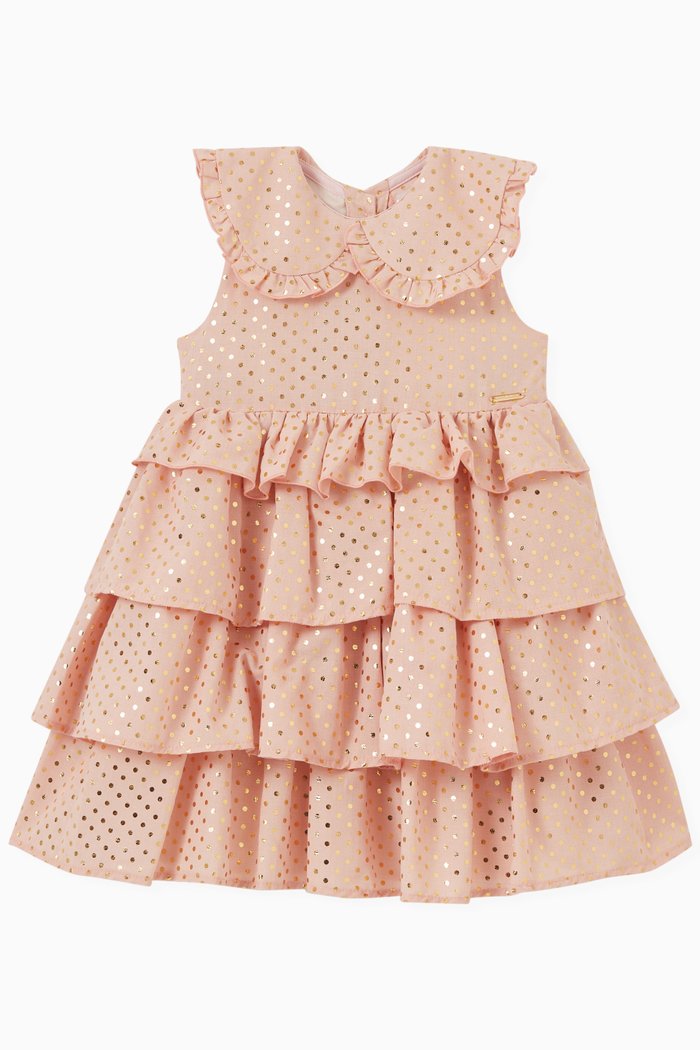 

Polka Dot Ruffled Dress, Orange