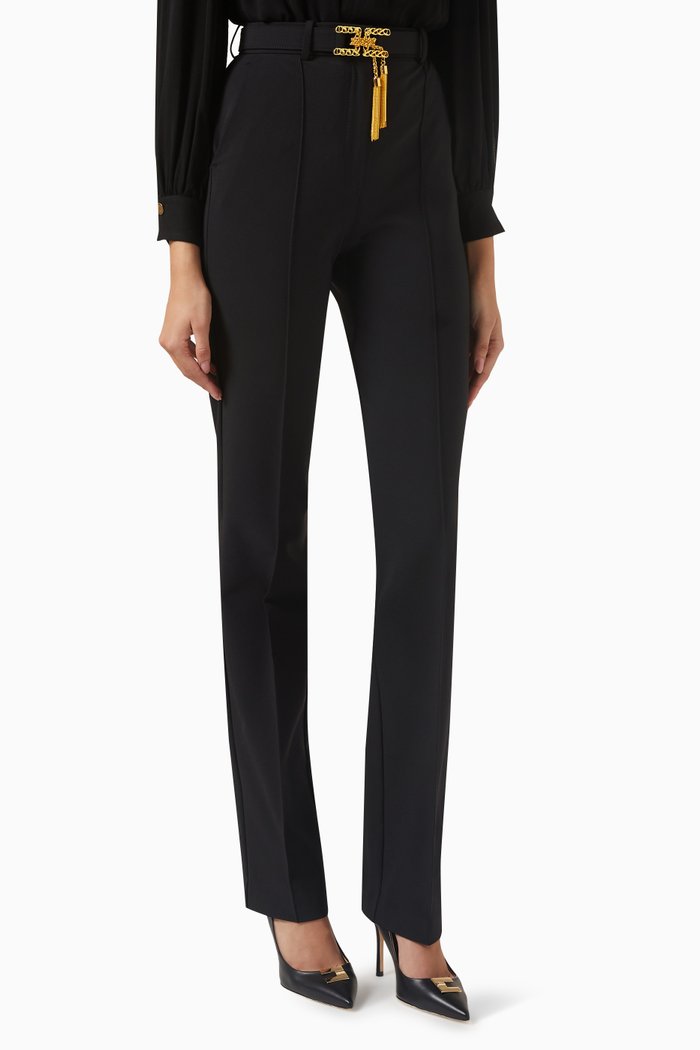 

Chain Buckle Trousers in Polyamide, Black