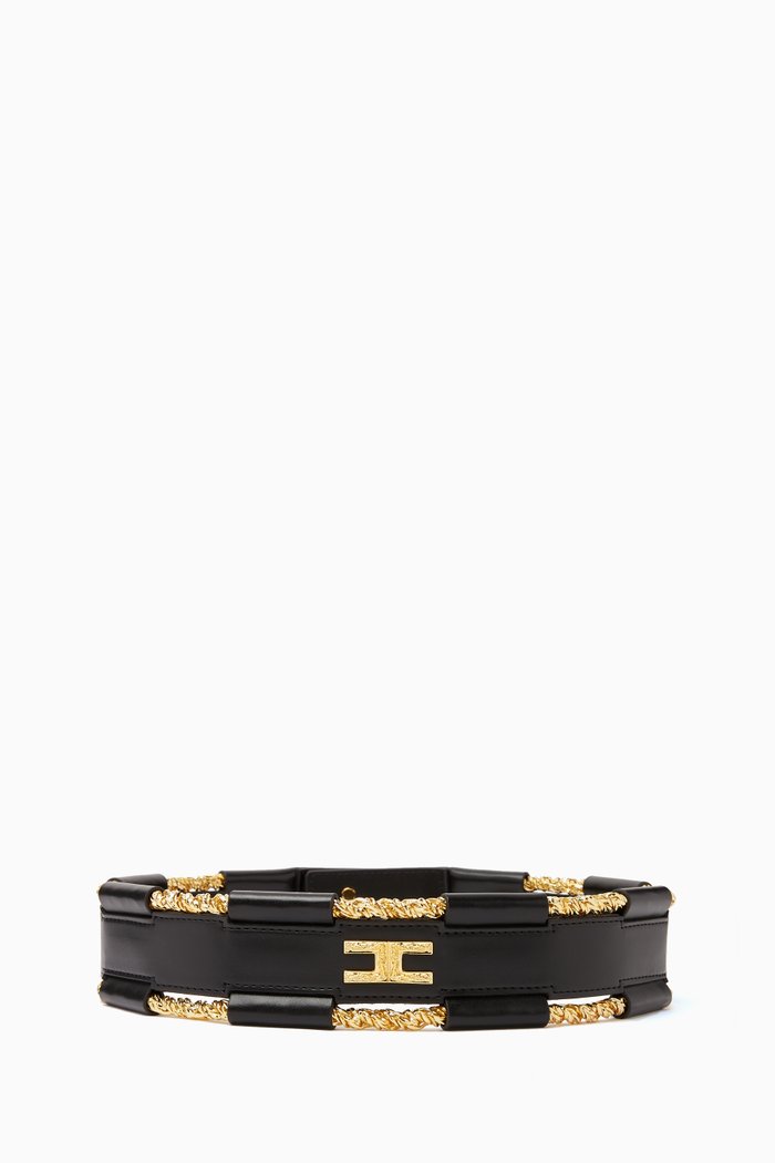 

High-waist Belt in Faux Leather, 50mm, Black