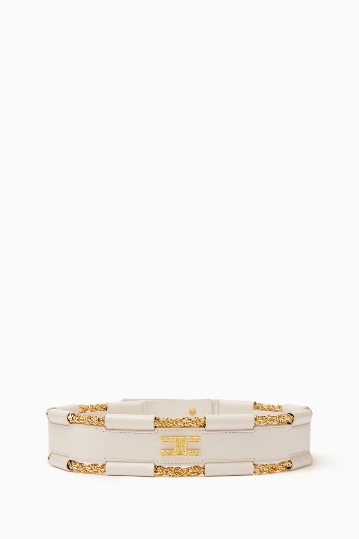 

High-waist Belt in Faux Leather, 50mm, Neutral
