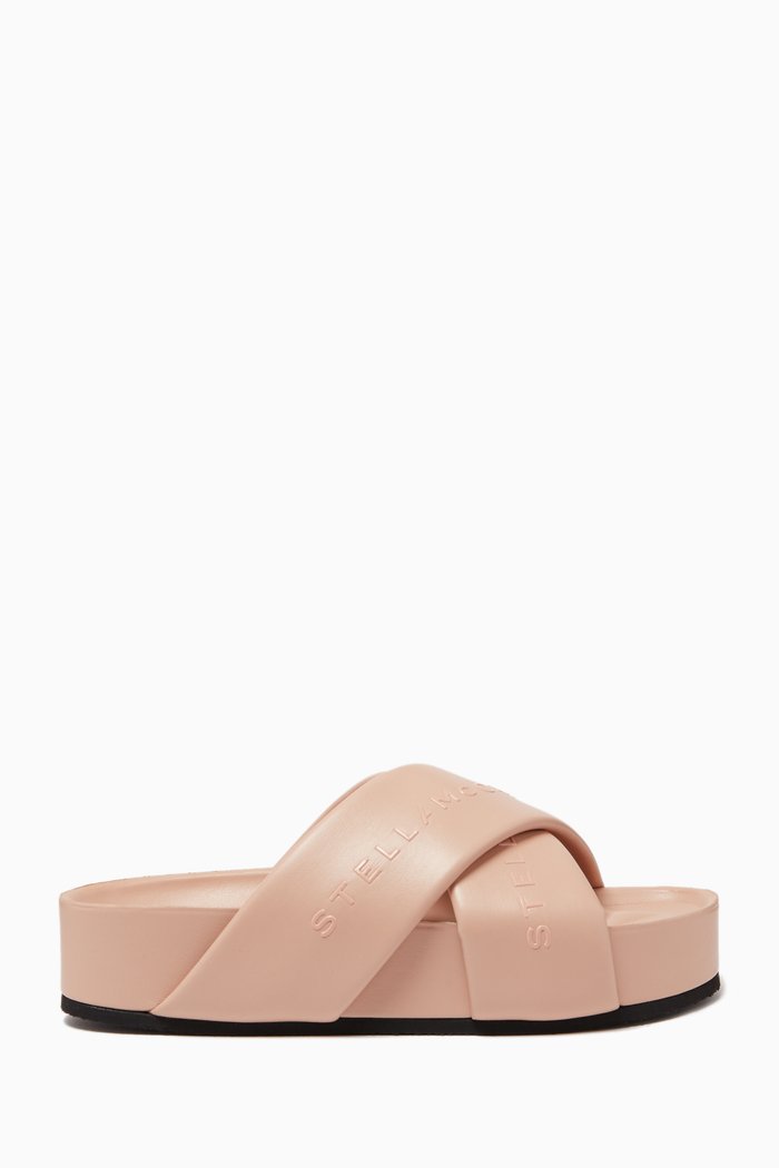 

Signature Slide Sandals in Eco Alter Leather, Neutral