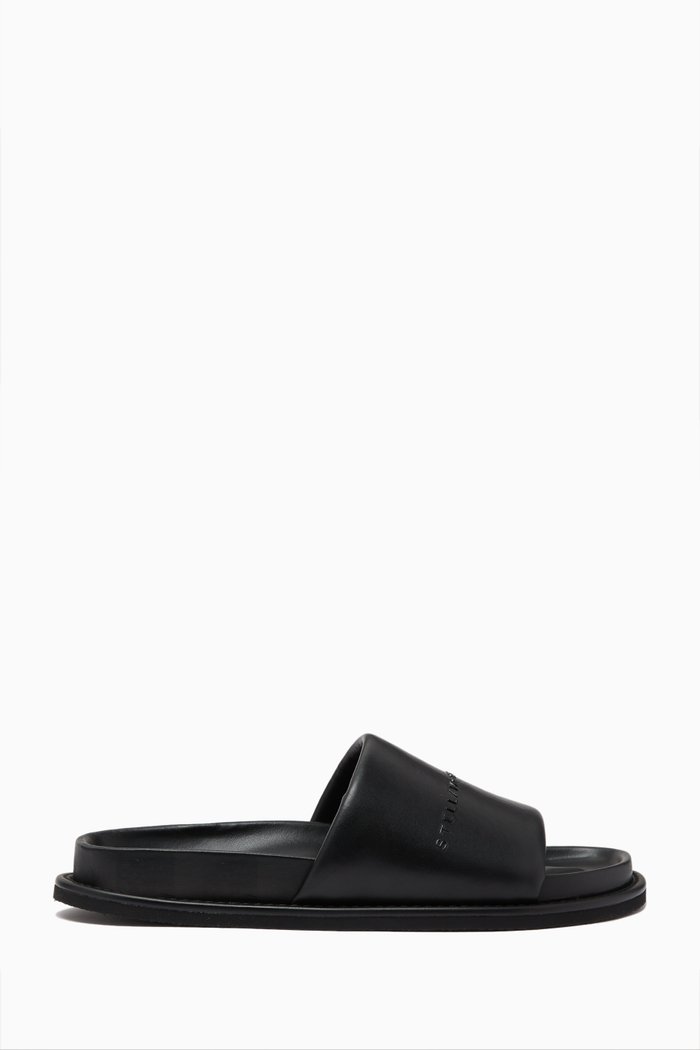Signature Flat Slides in Eco Alter Leather, Black