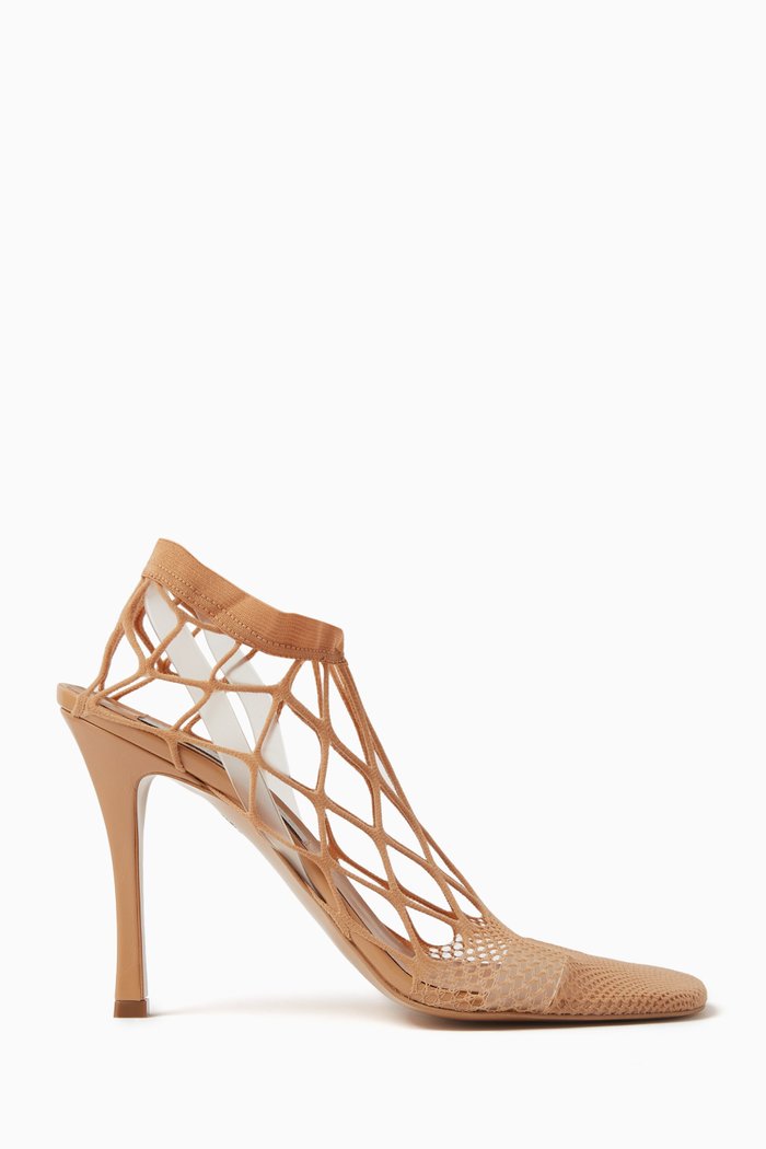 Stella 100 Fishnet Runway Pumps in Mesh, Neutral