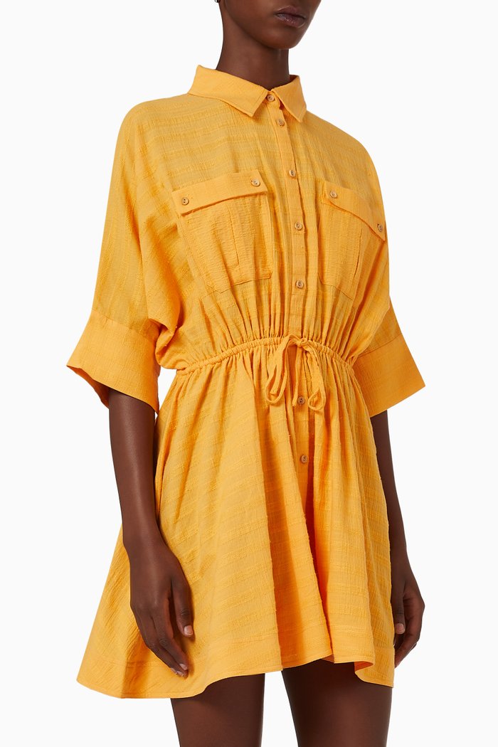 

Willow Mini Dress in Linen Blend, Orange