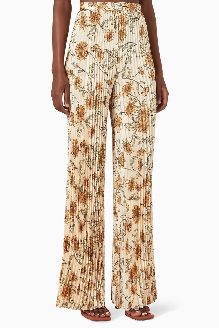 Simone Pants in Pleated Satin, Multicolour