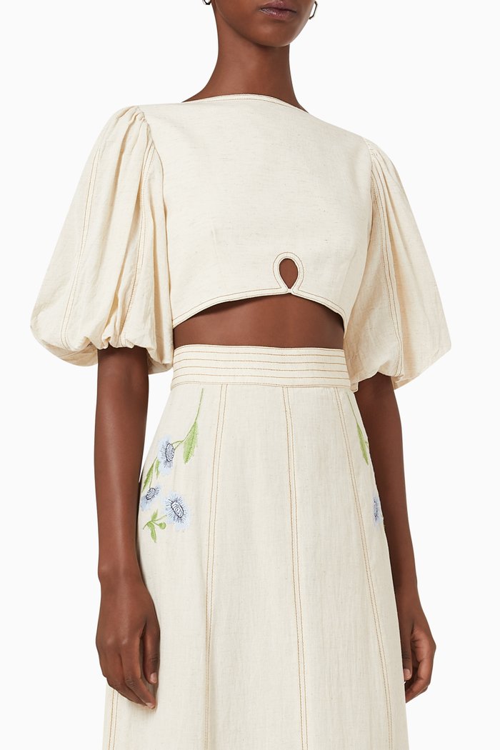 

Sylvie Top in Cotton-blend Fabric, Neutral