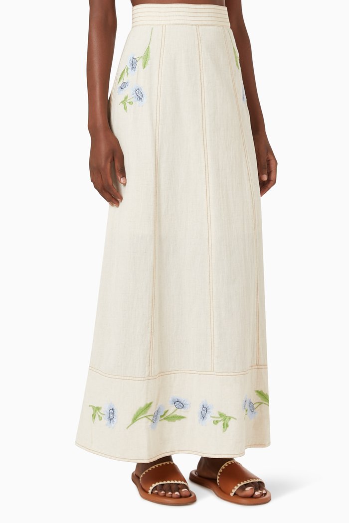 

Sylvie Maxi Skirt in Cotton-blend Fabric, Neutral