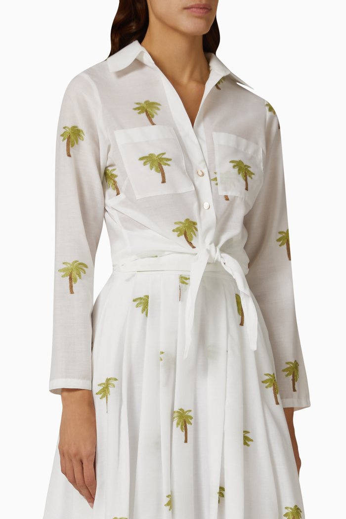 

Knot Crop Shirt in Cotton, Green