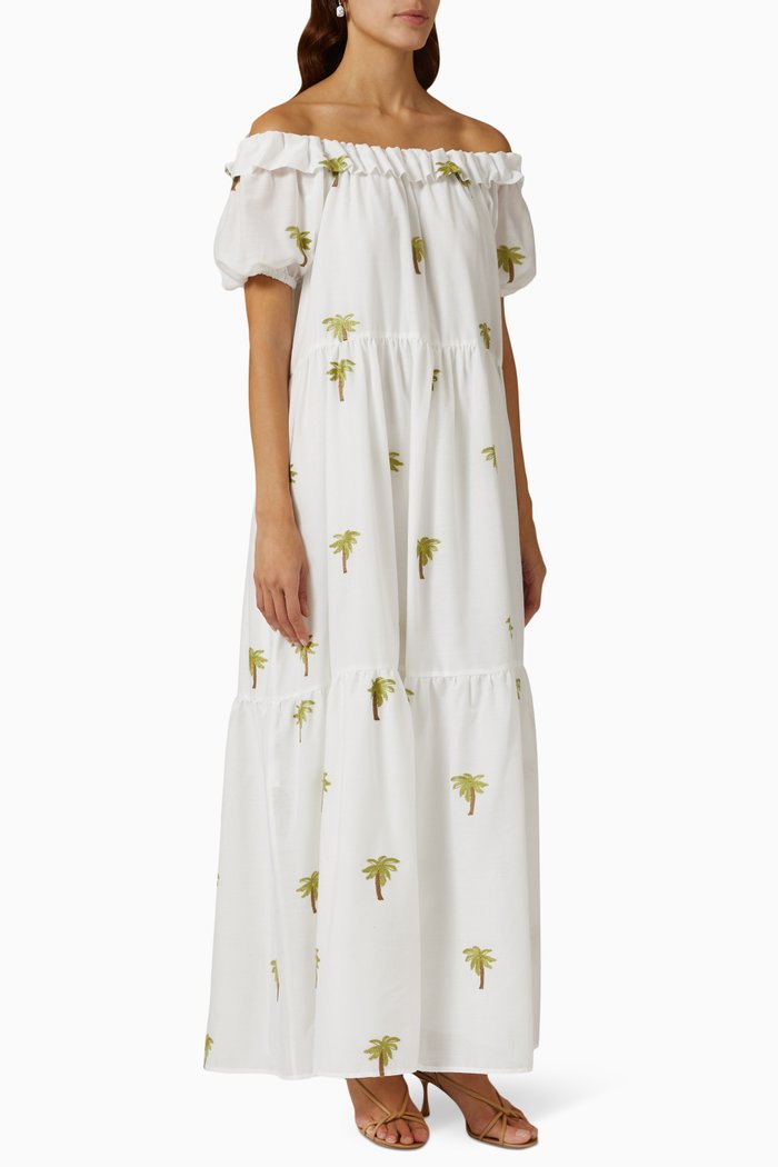 

Coquette Maxi Dress in Cotton, Green