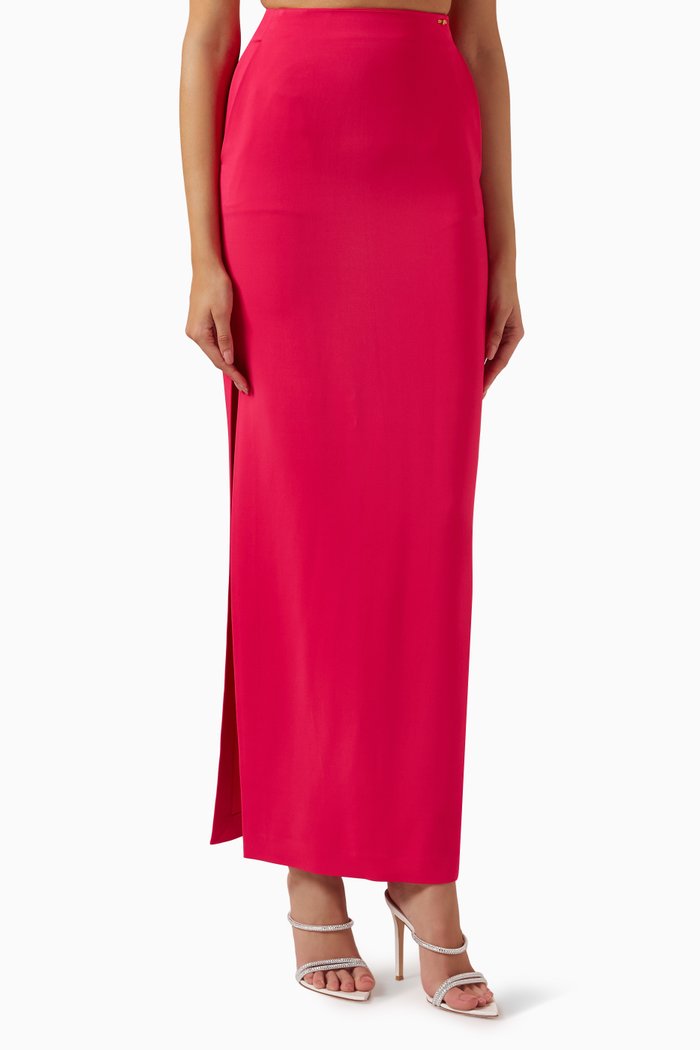 Maxi Pencil Skirt in Crêpe, Pink