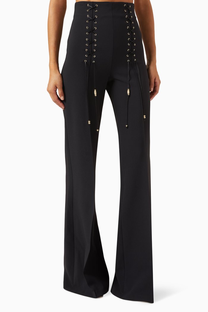 

Bell Bottom Pants in Stretch Crepe, Black