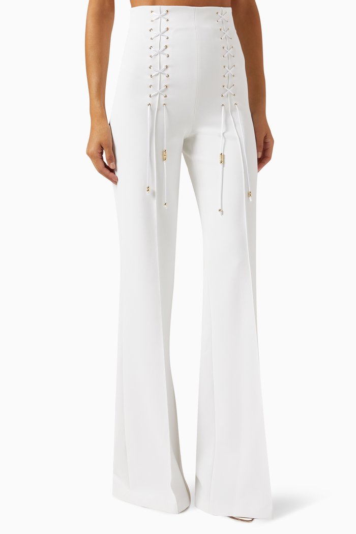 

Bell Bottom Pants in Stretch Crepe, White