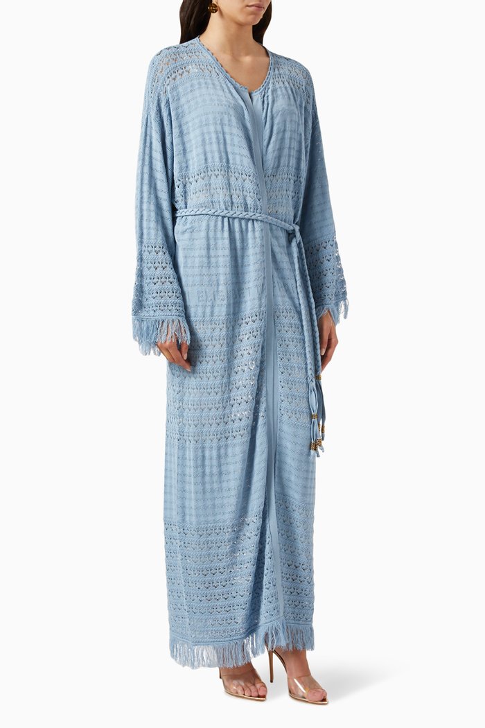 

Duster Coat in Lace Crochet Stitch, Blue