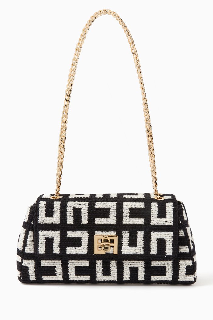 

Medium Shoulder Bag in Jacquard Fabric, Black