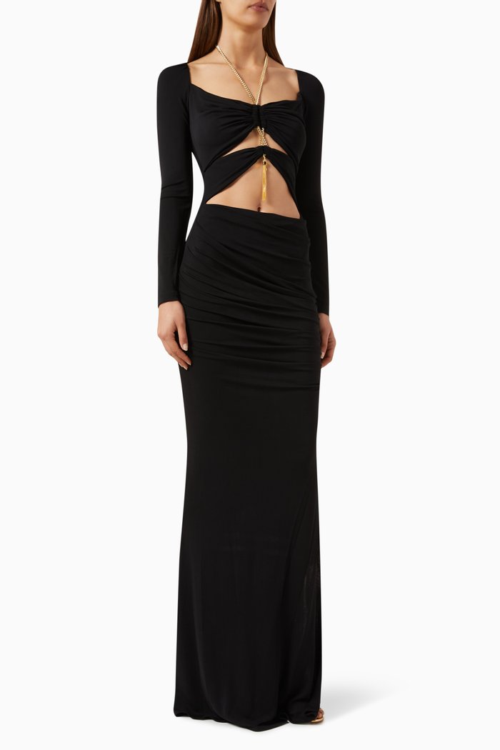 

Red Carpet Chain Dress in Jersey, Black