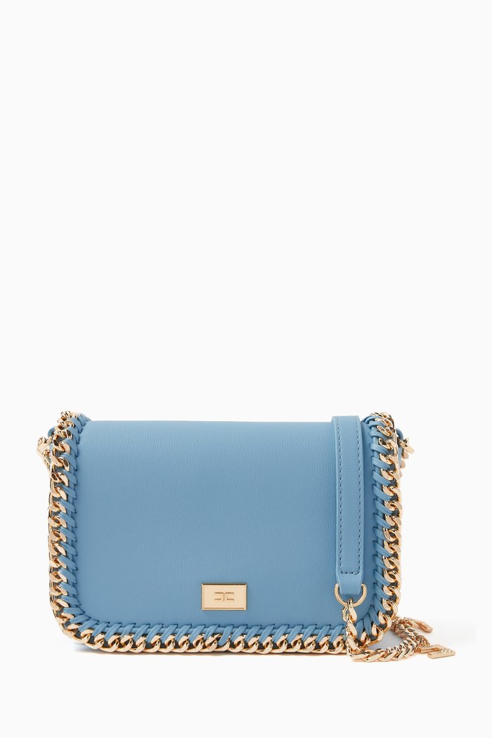 

Mini Chain Crossbody Bag in Faux Leather, Blue